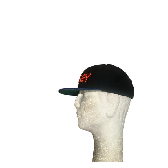 Oakley Orange Embroidered Letters Black Blue Snapback Hat Cap - Picture 3 of 7